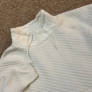 GreenTea‎ Quilted Mock Neck Sweatshirt Pullover Cream Women's XXL